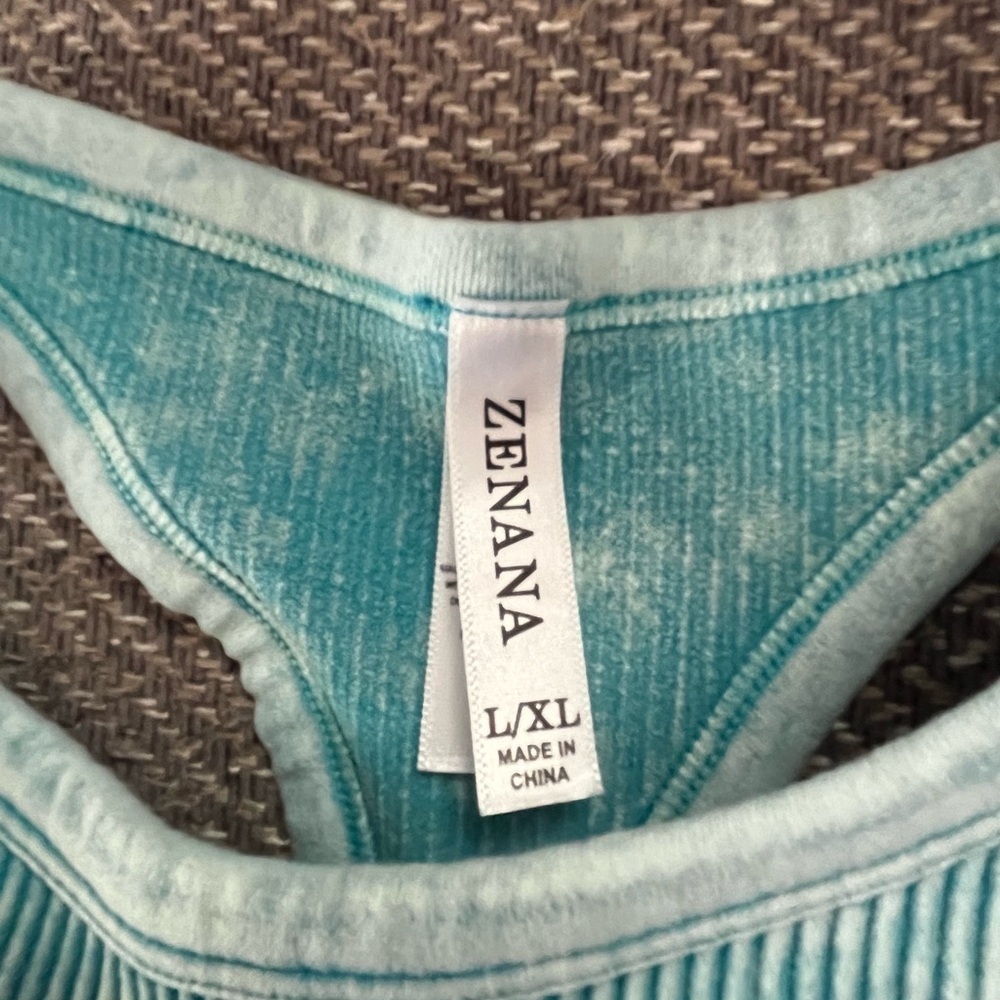 Zenana Outfitters Teal Striped Extremely Soft Tank Top​​​​ - Picture 3 of 5